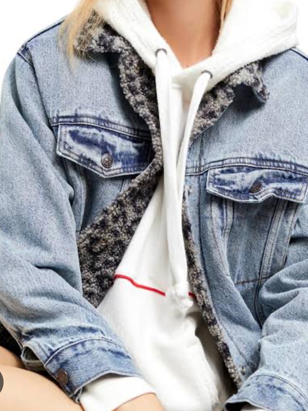 We the free | wild ones Sherpa lined denim jacket | size small EUC - Picture 3 of 9